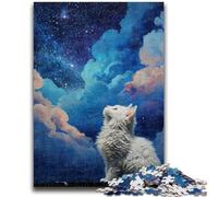 Adult Jigsaw Puzzles 1000 Cat Looking Up at The Stars Family Fun for Is Ideal As A Gift for The Whole Family for And Age 14 Years Up 50x75cm