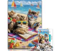 Adult Jigsaw Puzzles 1000 Cat on Vacation 1000 Pieces for Teenagers,Perfect for Game Nights, Colorful Toy for Home Gift (size 75x50cm)