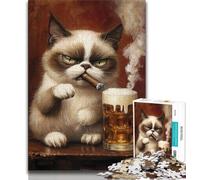 Adult Jigsaw Puzzles 1000 Cat Smoking Teenager Puzzles,learning Educational Is Ideal As A Gift for The Whole Family 75x50cm