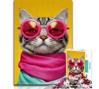 Adult Jigsaw Puzzles 1000 Cat Wearing A Scarf Teenager Puzzles,Game Toys Every Piece Is Unique - Challenging Family Fun Game (size 75x50cm)