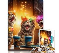 Adult Jigsaw Puzzles 1000 Cats Party 1000 Piece Jigsaw,Challenging Game Gifts for Is Ideal As A Gift for The Whole Family (size 38x26cm)