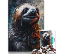 Adult Jigsaw Puzzles 1000 Charcoal Sloth Portrait 1000 Pieces for Adults,for Educational Game Challenge Toy Unique Home Decor And Gifts (size 38x26cm)