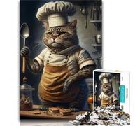 Adult Jigsaw Puzzles 1000 Chef Cat 1000 Pieces for Teenagers,Perfect for Game Nights, Colorful Toy for Home Gift (size 75x50cm)