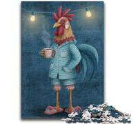 Adult Jigsaw Puzzles 1000 Chicken Drinking Coffee 1000 Piece Jigsaw,Challenging Family Activity Games DIY Toy for Home Wall Decor Gifts (50x75cm)