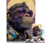 Adult Jigsaw Puzzles 1000 Chimpanzee,Help The Brain Exercise Addictive Toys to Cultivate Patience Perfect Decoration (75x50cm)