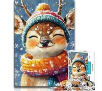 Adult Jigsaw Puzzles 1000 Christmas Deer Teenager Puzzles,Game Toys Every Piece Is Unique - Challenging Family Fun Game (size 75x50cm)