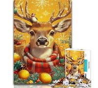 Adult Jigsaw Puzzles 1000 Christmas Deer Teenager Puzzles,Stress Reliever Difficult Challenge Suitable for Desktop Decoration (size 75x50cm)