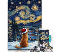 Adult Jigsaw Puzzles 1000 Christmas Golden Retriever 1000 Pieces for Teenagers,Toys Educational Games Stress Relieving Unique Birthday And Gifts (size 75x50cm)