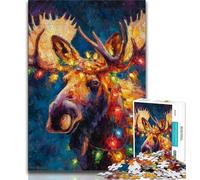 Adult Jigsaw Puzzles 1000 Christmas Moose Teenager Puzzles,learning Educational Is Ideal As A Gift for The Whole Family 26x38cm