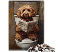 Adult Jigsaw Puzzles 1000 Cockapoo on The Toilet 1000 Piece Jigsaw,Challenging Family Activity Games DIY Toy for Home Wall Decor Gifts (38x26cm)