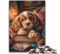 Adult Jigsaw Puzzles 1000 Cocker Spaniel Reading for Educational Game Challenge Toy for Is Ideal As A Gift for The Whole Family 50x75cm