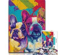 Adult Jigsaw Puzzles 1000 Colorful French Bulldog 1000 Piece Jigsaw,Challenging Game Gifts for Is Ideal As A Gift for The Whole Family (size 38x26cm)