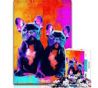 Adult Jigsaw Puzzles 1000 Colorful French Bulldog Teenager Puzzles,Game Toys Every Piece Is Unique - Challenging Family Fun Game (size 75x50cm)