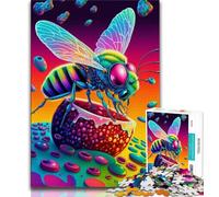 Adult Jigsaw Puzzles 1000 Colourful Bees 1000 Pieces for Adults,Challenging Difficult Deal As Gifts for The Whole Family (size 38x26cm)