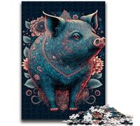 Adult Jigsaw Puzzles 1000 Colourful Fantasy Pig 1000 Pieces for Adults,is Ideal As Gifts for The Whole Family Suitable for And 14 (50x75cm)