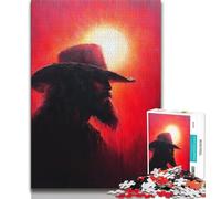 Adult Jigsaw Puzzles 1000 Cowboy Oil Painting 1000 Pieces for Teenagers,Learning Educational Toys Family Games Unique Birthday And Gifts 26x38cm