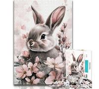 Adult Jigsaw Puzzles 1000 Cute Fluffy Bunny Teenager Puzzles,Game Toys Every Piece Is Unique - Challenging Family Fun Game (size 38x26cm)