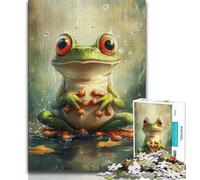 Adult Jigsaw Puzzles 1000 Cute Frog 1000 Piece Jigsaw,Challenging Game Gifts for Is Ideal As A Gift for The Whole Family (size 38x26cm)