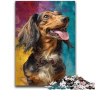 Adult Jigsaw Puzzles 1000 Dachshund Oil Painting Challenging To Complete But Fun And Humorous Unique Birthday And Gifts 50x75cm
