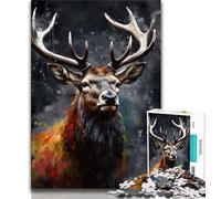 Adult Jigsaw Puzzles 1000 Deer Oil Paint Portrait 1000 Pieces for Adults,for Educational Game Challenge Toy Unique Home Decor And Gifts (size 75x50cm)