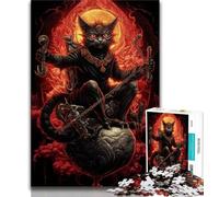 Adult Jigsaw Puzzles 1000 Demon Cat Teenager Puzzles,Game Toys Every Piece Is Unique - Challenging Family Fun Game (size 75x50cm)