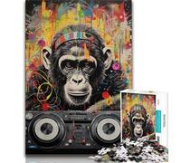 Adult Jigsaw Puzzles 1000 DJ Monkey 1000 Pieces for Adults,is Ideal As Gifts for The Whole Family Suitable for And 14 75x50cm