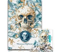 Adult Jigsaw Puzzles 1000 Dollars And Skull 1000 Pieces for Adults,Challenging Difficult Deal As Gifts for The Whole Family (size 75x50cm)