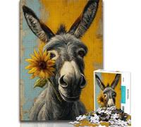 Adult Jigsaw Puzzles 1000 Donkey And Sunflower 1000 Pieces for Adults,is Ideal As Gifts for The Whole Family Suitable for And 14 26x38cm