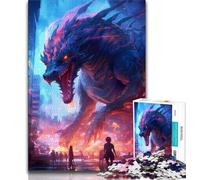 Adult Jigsaw Puzzles 1000 Dragon Monster Attack 1000 Piece Jigsaw,Challenging Game Gifts for Is Ideal As A Gift for The Whole Family (size 75x50cm)