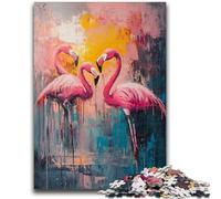 Adult Jigsaw Puzzles 1000 Flamingo Oil Painting 1000 Pieces for Adults,Family Activity Fun at Home Activities, Birthday Present,Travel Gifts (38x26cm)