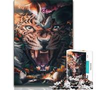 Adult Jigsaw Puzzles 1000 Floral Leopard 1000 Pieces for Adults,for Educational Game Challenge Toy Unique Home Decor And Gifts (size 38x26cm)
