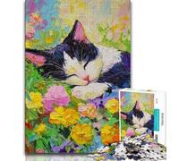 Adult Jigsaw Puzzles 1000 Flower Cat Teenager Puzzles,learning Educational Is Ideal As A Gift for The Whole Family 26x38cm