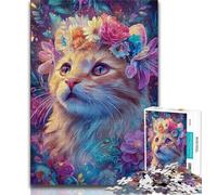 Adult Jigsaw Puzzles 1000 Flowers And Cats 1000 Piece Jigsaw,Challenging Family Activity Games DIY Toy for Home Wall Decor Gifts 38x26cm