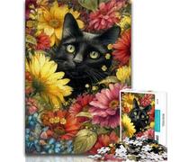 Adult Jigsaw Puzzles 1000 Flowers And Cats Teenager Puzzles,learning Educational Is Ideal As A Gift for The Whole Family 26x38cm