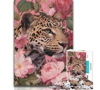 Adult Jigsaw Puzzles 1000 Flowers And Leopards 1000 Pieces for Adults,Challenging Difficult Deal As Gifts for The Whole Family (size 38x26cm)