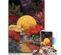 Adult Jigsaw Puzzles 1000 Flowers And The Moon,Help The Brain Exercise Addictive Toys to Cultivate Patience Perfect Decoration (38x26cm)