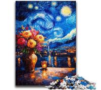 Adult Jigsaw Puzzles 1000 Flowers Under The Night Sky Family Fun for Is Ideal As A Gift for The Whole Family for And Age 14 Years Up 26x38cm