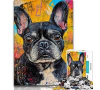 Adult Jigsaw Puzzles 1000 French Bulldog Oil Painting 1000 Piece Puzzle,for Educational Game Challenge Toy Birthday Present, Gifts, Wall Art 38x26cm