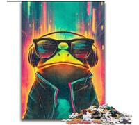 Adult Jigsaw Puzzles 1000 Frog with Glasses, Family Game Stress Reliever Difficult Challenge A Work of Art for Ages 14+ 26x38cm