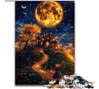Adult Jigsaw Puzzles 1000 Full Moon, Family Game Stress Reliever Difficult Challenge A Work of Art for Ages 14+ 26x38cm