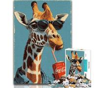 Adult Jigsaw Puzzles 1000 Giraffe And Drink 1000 Pieces for Adults,is Ideal As Gifts for The Whole Family Suitable for And 14 26x38cm