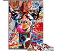 Adult Jigsaw Puzzles 1000 Giraffe Graffiti,Help The Brain Exercise Addictive Toys to Cultivate Patience Artists Collection,Fine Art 38x26cm