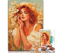 Adult Jigsaw Puzzles 1000 Girl in Wildflowers Summer 1000 Pieces for Teenagers,Challenging Game Toys Wall Decoration Unique Birthday And Xmas Gifts (size 38x26cm)