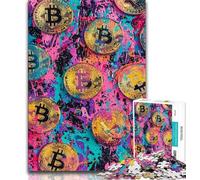 Adult Jigsaw Puzzles 1000 Graffiti Bitcoin 1000 Piece Jigsaw,Challenging Family Activity Games DIY Toy for Home Wall Decor Gifts 38x26cm