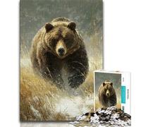 Adult Jigsaw Puzzles 1000 Gray Brown Bear Teenager Puzzles,learning Educational Is Ideal As A Gift for The Whole Family 26x38cm