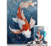 Adult Jigsaw Puzzles 1000 Japanese Style Koi 1000 Pieces for Adults,Family Activity Fun at Home Activities, Birthday Present,Travel Gifts 75x50cm