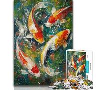 Adult Jigsaw Puzzles 1000 Koi,Help The Brain Exercise Addictive Toys to Cultivate Patience Perfect Decoration (38x26cm)