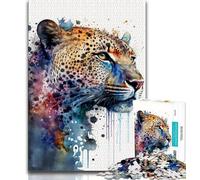 Adult Jigsaw Puzzles 1000 Leopard Portrait 1000 Piece Jigsaw,Challenging Game Gifts for Is Ideal As A Gift for The Whole Family (size 75x50cm)