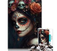 Adult Jigsaw Puzzles 1000 Mexican Skull Girls,Help The Brain Exercise Addictive Toys to Cultivate Patience Artists Collection,Fine Art 38x26cm