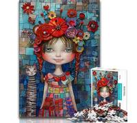 Adult Jigsaw Puzzles 1000 Mosaic Art Whimsical Girl 1000 Pieces for Teenagers,Toys Educational Games Stress Relieving Unique Birthday And Gifts (size 38x26cm)